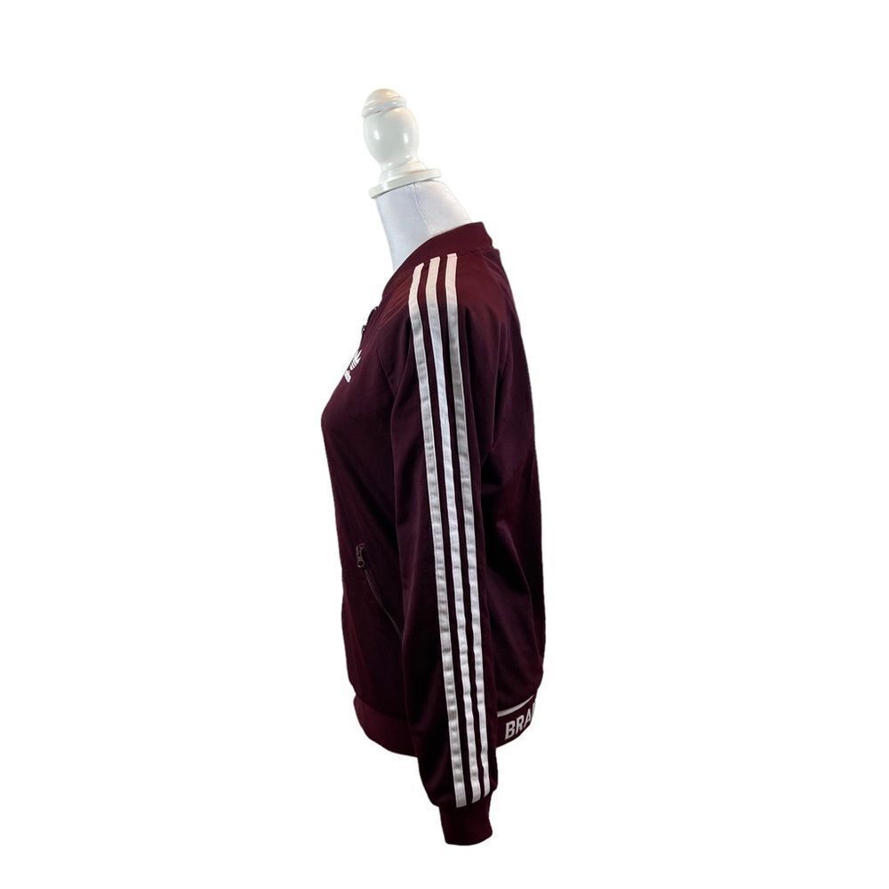 Ladies Small Maroon Full Zip Adidas Triple Stripe Trefoil Track Jacket Small - Picture 7 of 15